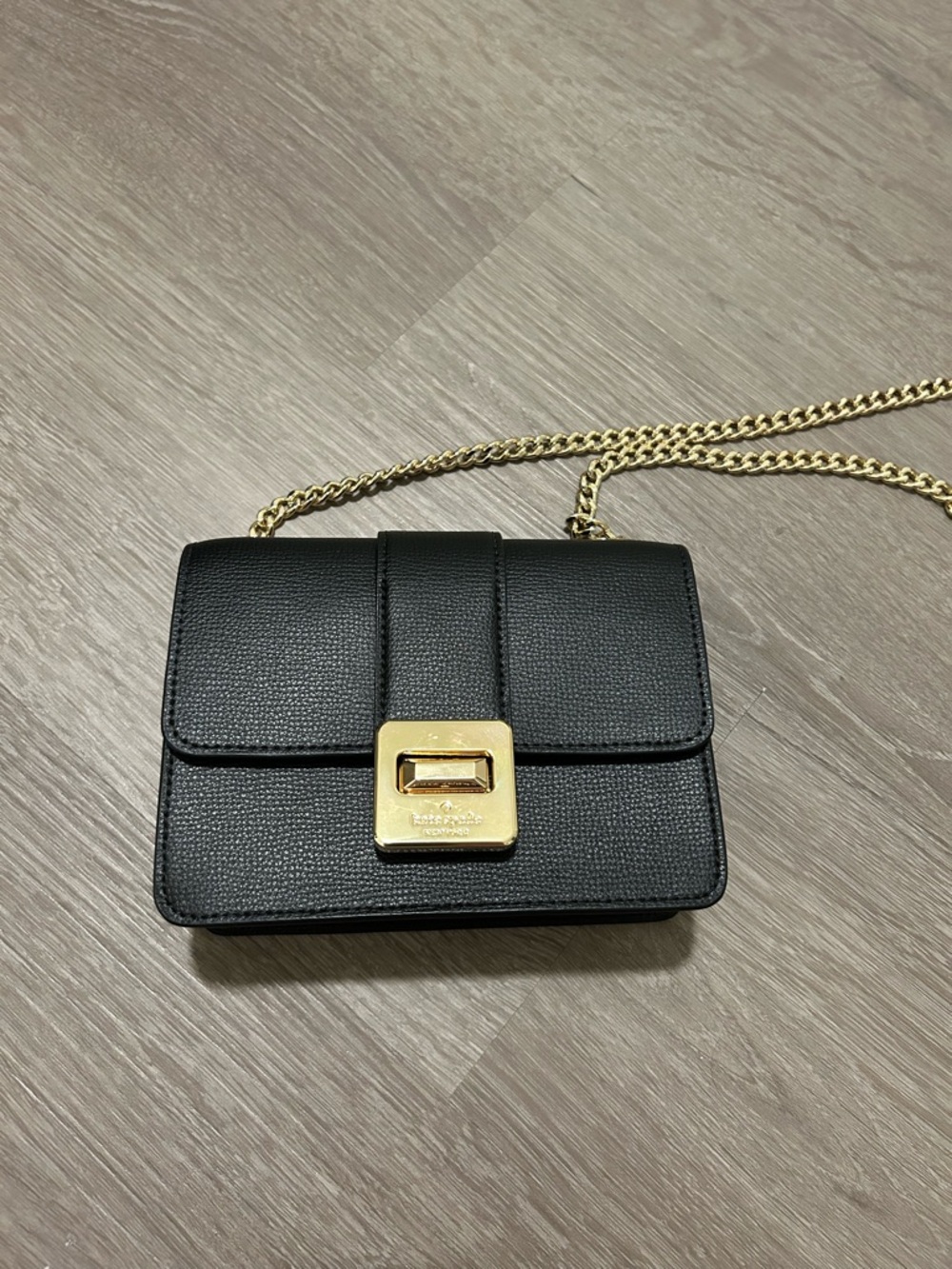 Kate Spade Phoebe Turnlock Mini Flap Crossbody NWT black and gold
